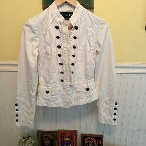 Forever 21 Y2K 2000s Double-Breasted White Military Style Jacket Small S/P